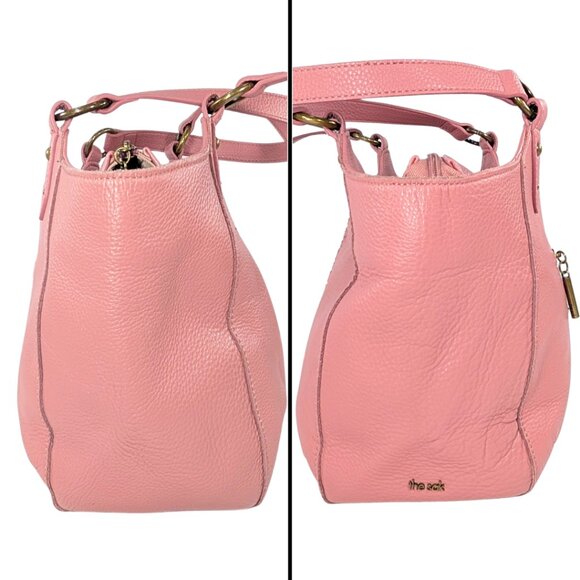 The Sak Pink Pebbled Leather Bolinas Stitched Satchel Tote Bag - Picture 4 of 9
